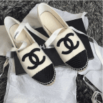 Chanel Black/White Fabric Espadrilles