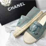 Chanel Light Blue Tweed and Sequin Espadrilles
