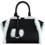 Fendi Black Leather with Pale Blue Fur Trim 3Jours Mini Bag