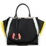 Fendi Black Leather with Yellow/White Fur Trim 3Jours Small Bag