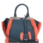 Fendi Prussian Blue Leather with Coral Fur Trim 3Jours Mini Bag