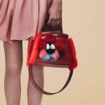 Fendi Red Leather with Fur Trim Peekaboo Mini Bag