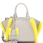 Fendi Taupe Leather with Yellow Fur Trim 3Jours Small Bag