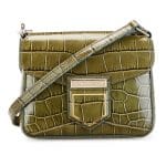 Givenchy Khaki Crocodile Embossed Nobile Mini Shoulder Bag