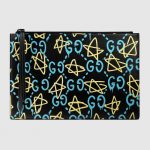 Gucci Black GucciGhost Print Pouch Bag