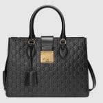 Gucci Black Signature Padlock Small Top Handle Bag