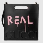 Gucci Black/Pink GucciGhost Leather Tote Medium Bag