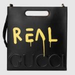 Gucci Black/Yellow GucciGhost Leather Tote Medium Bag