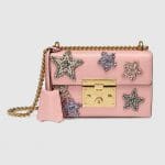 Gucci Light Pink Leather Star Embroidered Padlock Small Shoulder Bag