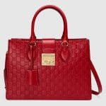Gucci Red Signature Padlock Small Top Handle Bag