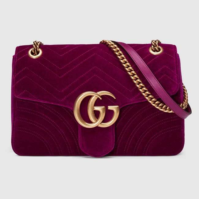 Gucci Velvet GG Marmont Shoulder Bag