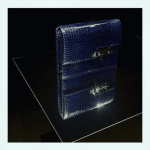 Hermes Blue Crocodile Verrou Clutch Bag