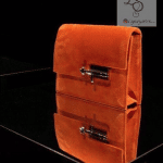 Hermes Orange Suede Verrou Clutch Bag