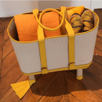 Hermes Yellow Canvas Beach Bag