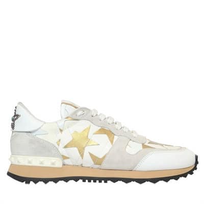 Valentino Camouflage Stars Canvas & Suede Sneakers