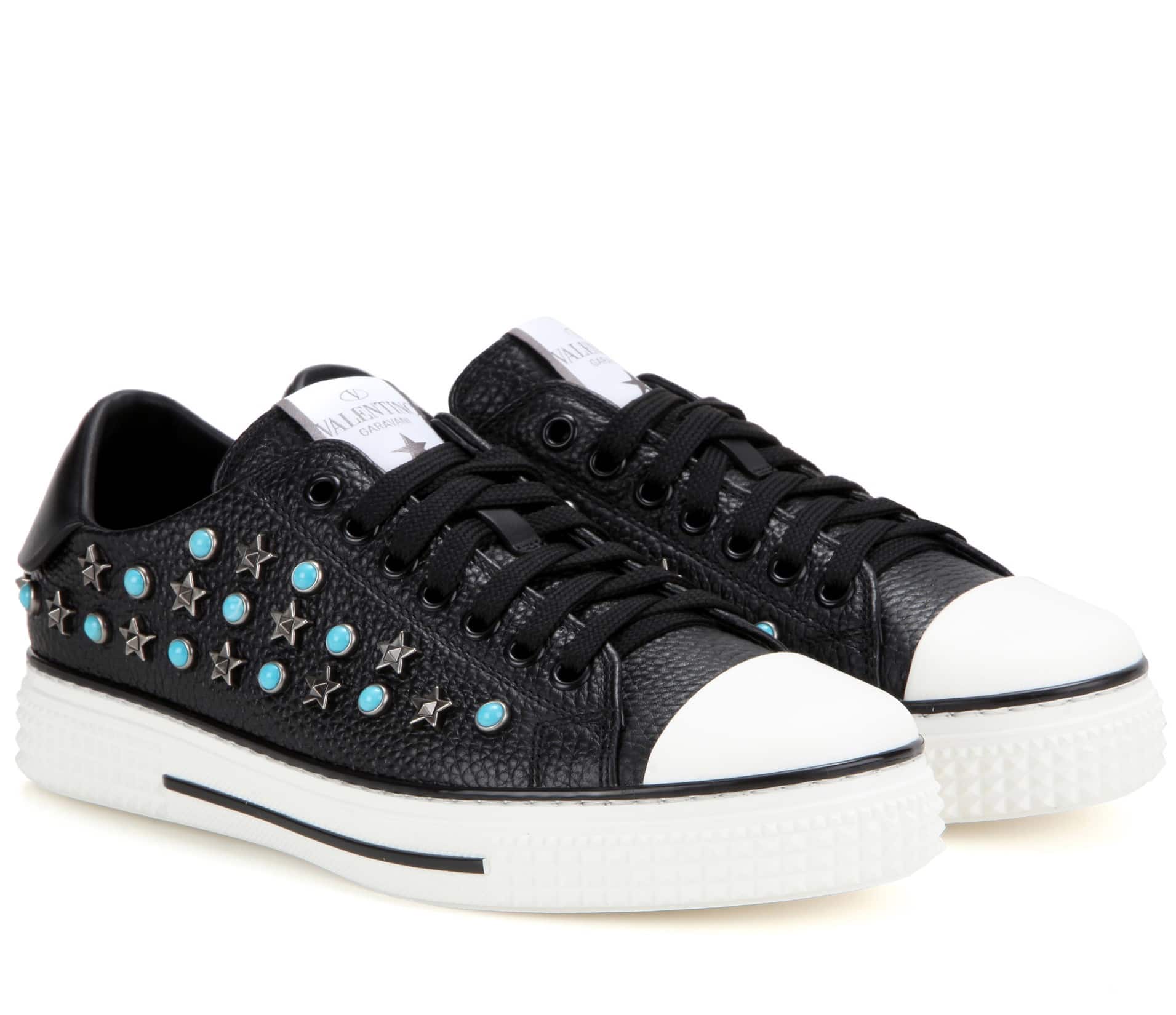 Valentino Starstudded Leather Sneakers