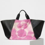 Celine Black/Magenta Smooth Calfskin/Tie & Dye Fabric Canvas Tote Bag