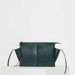 Celine Dark Green Clutch on Chain Tri-Fold Shoulder Bag