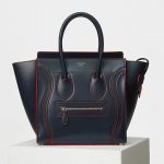 Celine Navy Blue Satin Calfskin Micro Debossed Luggage Bag