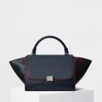 Celine Navy with Red Piping Smooth Calfskin Small Trapeze Bag
