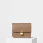 Celine Taupe Calfskin Liege Medium Classic Box Bag