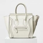 Celine White Satin Calfskin Micro Debossed Luggage Bag