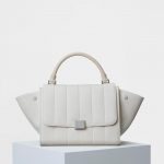 Celine White Textile/Calfskin Quilted Small Trapeze Bag