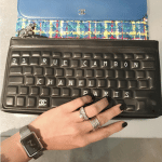 Chanel Black Keyboard and Blue Tweed Pouch Bags