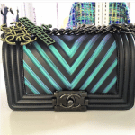 Chanel Black/Turquoise Chevron Boy Bag