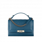 Chanel Dark Blue Label Click Medium Flap Bag
