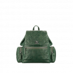 Chanel Dark Green Crumpled Calfskin Medium Backpack Pocket Bag
