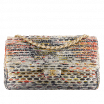 Chanel Ecru/Orange/Lilac Tweed Flap Bag
