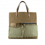 Chanel Khaki Canvas/Printed Fabric Large Shopping Bag