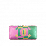 Chanel Pink/Green/Gold Python Evening Bag