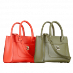 Chanel Red and Khaki Neo Executive Mini Shopping Bag