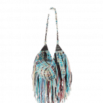 Chanel Turquoise/Pale Pink/Blue Tweed with Fringe Hammock Hobo Bag