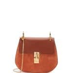 Chloe Classic Tobacco Suede and Calfskin Drew Small Bag