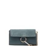 Chloe Cloudy Blue Leather and Suede Faye Wallet-On-A-Strap Bag