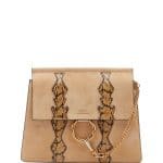 Chloe Dusty Yellow Suede and Snakeskin Faye Medium Shoulder Bag