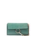 Chloe Happy Green Leather and Suede Faye Wallet-On-A-Strap Bag