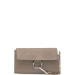 Chloe Motty Grey Leather and Suede Faye Wallet-On-A-Strap Bag