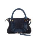 Chloe Navy Suede Marcie Medium Satchel Bag