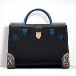 Dior Black/Blue Smooth Prestige Calfskin and Roccia Python Diorever Bag with Corners
