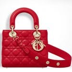 Dior Bright Red Small Lady Dior Bag