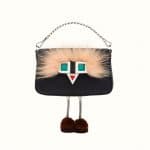 Fendi Black Leather with Fur Micro Baguette Bag