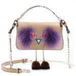Fendi Cuoio Leather with Fur Micro Baguette Bag