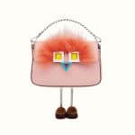 Fendi Pink Leather with Fur Micro Baguette Bag
