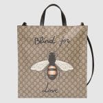 Gucci Bee Print Soft GG Supreme Tote Bag