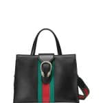 Gucci Black Dionysus Medium Web-Stripe Top-Handle Bag