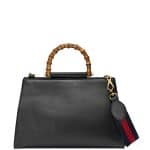 Gucci Black/Red Nymphea Medium Bamboo-Handle Tote Bag